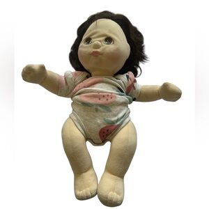 Vintage 1985 Mattel My Child Baby Doll Short Curly Dark Hair Brown Eyes